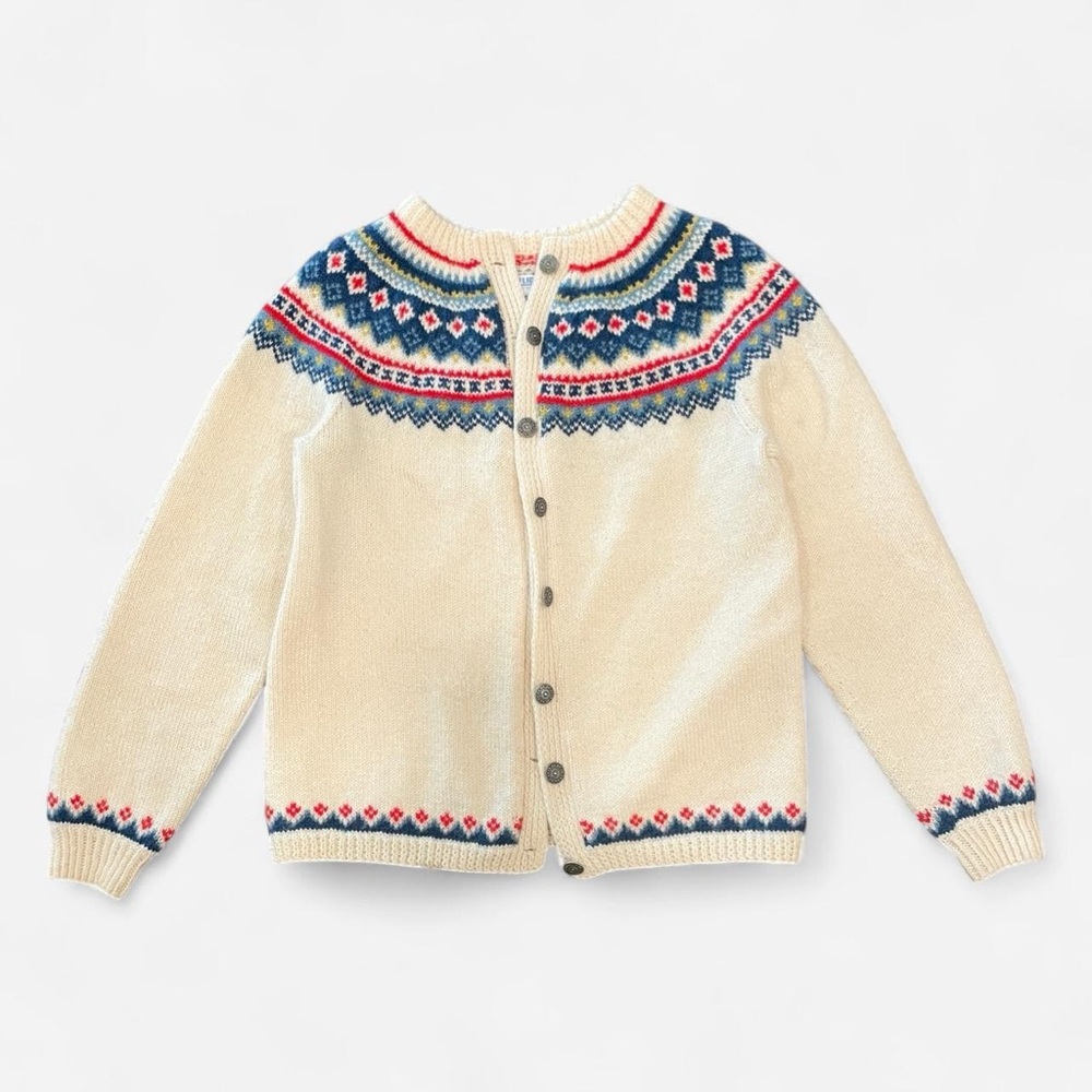 Vintage Hand Knit Nordic Wool Cardigan